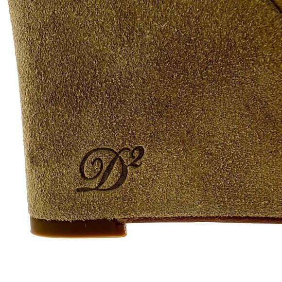 New Dsquared2 Women Shoes US 9 Booties Suede Leather Peep Toe Wedge Heel Lace-Up - Picture 13 of 17